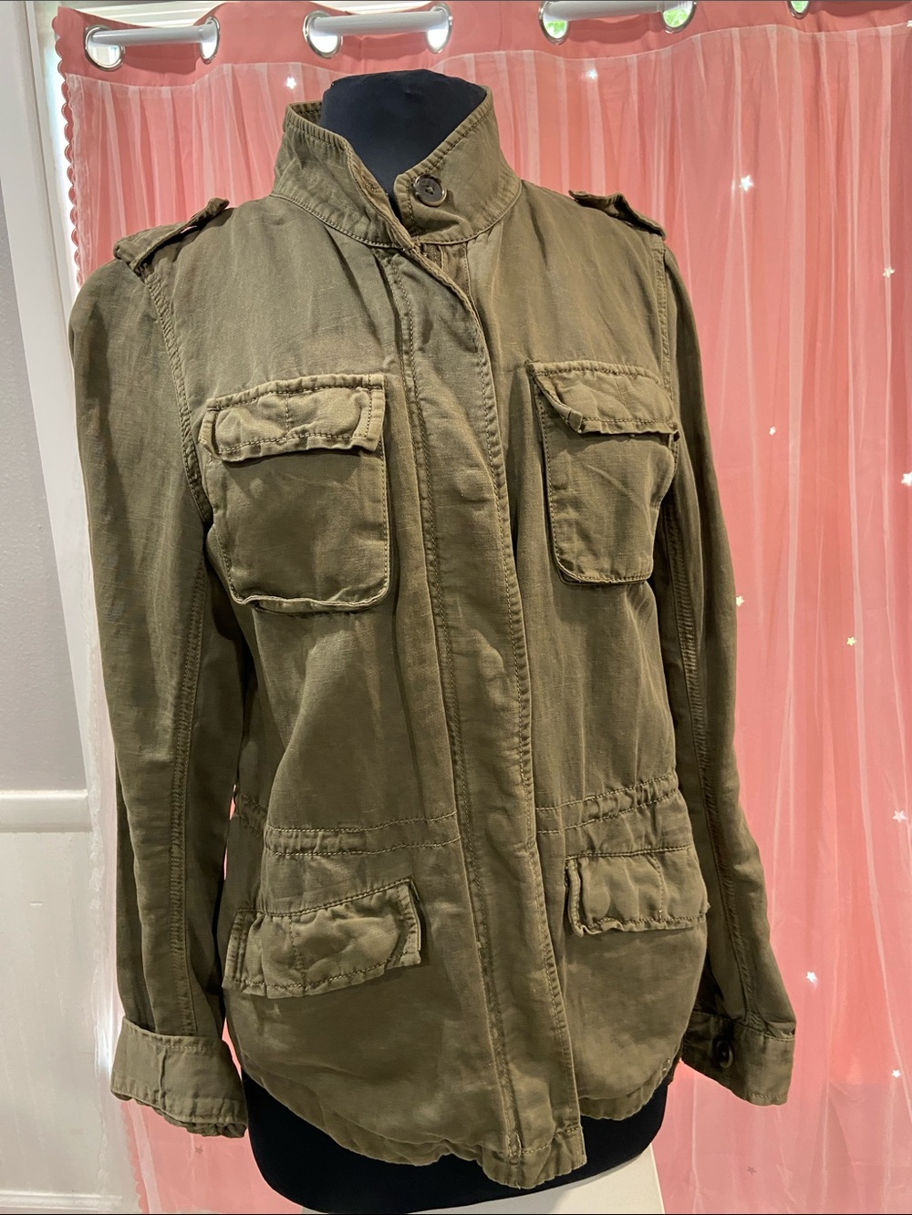 LOFT Olive Utility Jacket with Front Flap Pockets size M